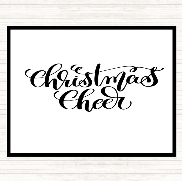 White Black Christmas Xmas Cheer Quote Dinner Table Placemat