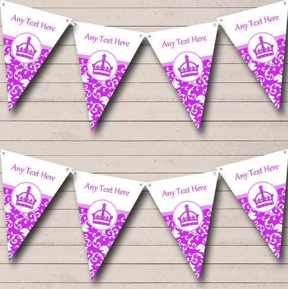 Purple Princess Crown Personalised Birthday Party Bunting