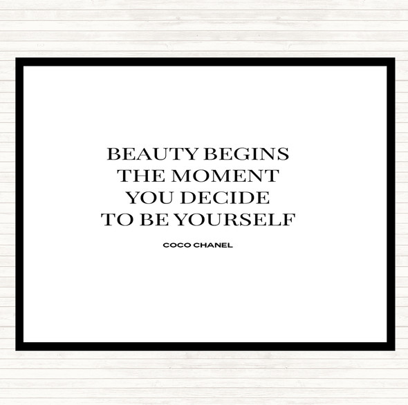 White Black Coco Chanel Be Yourself Quote Dinner Table Placemat