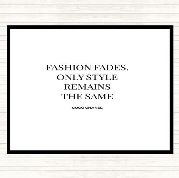White Black Coco Chanel Fashion Fades Quote Dinner Table Placemat