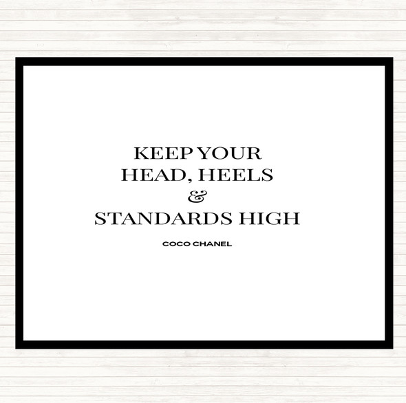 White Black Coco Chanel High Standard & Heels Quote Dinner Table Placemat