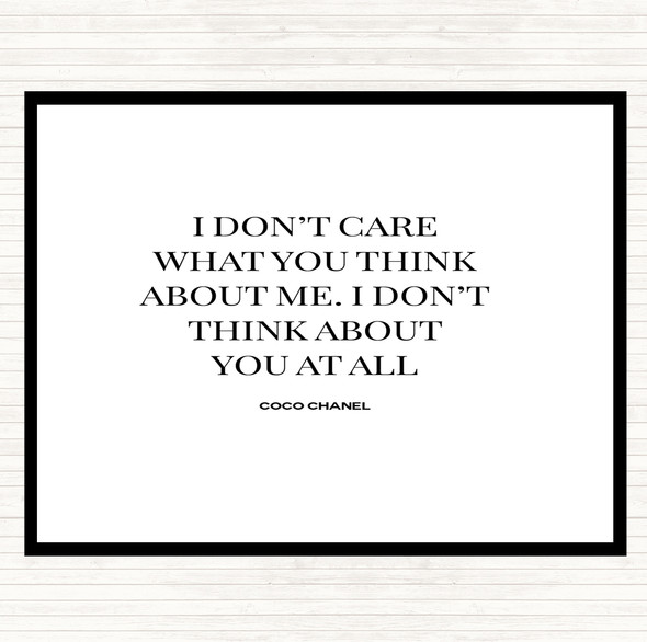 White Black Coco Chanel I Don't Care What You Think Quote Mouse Mat Pad