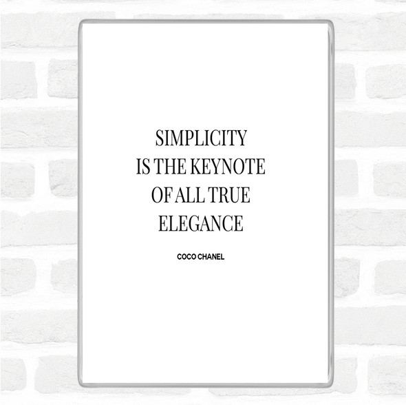 White Black Coco Chanel Simplicity Quote Jumbo Fridge Magnet