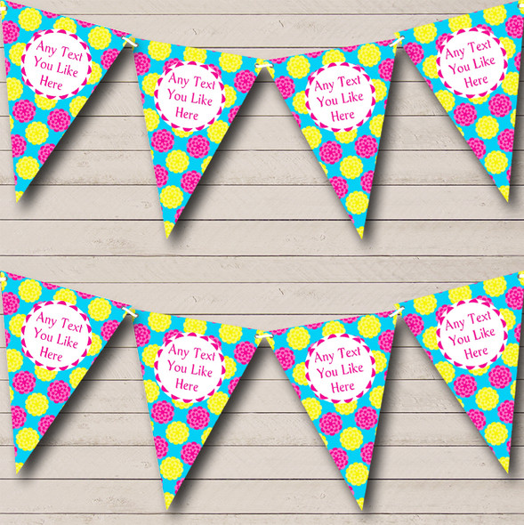 Pink Yellow Blue Bright Personalised Birthday Party Bunting