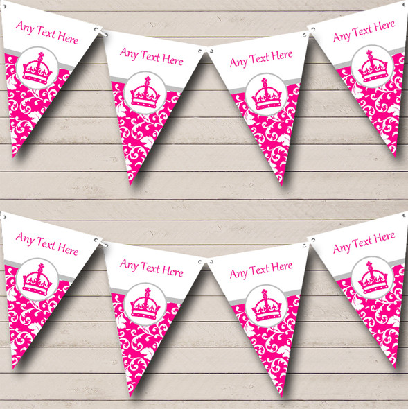 Pink Princess Crown Personalised Birthday Party Bunting