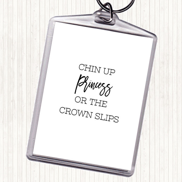 White Black Crown Slips Quote Bag Tag Keychain Keyring