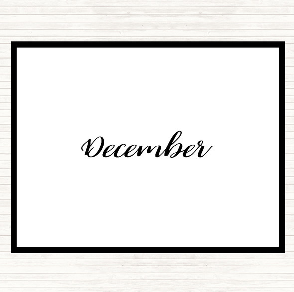 White Black December Quote Mouse Mat Pad