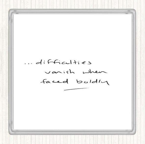 White Black Difficulties Quote Drinks Mat Coaster