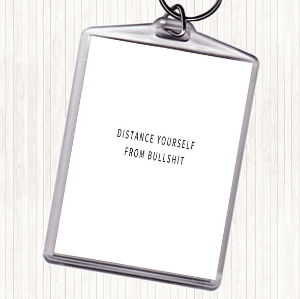 White Black Distance Yourself Quote Bag Tag Keychain Keyring