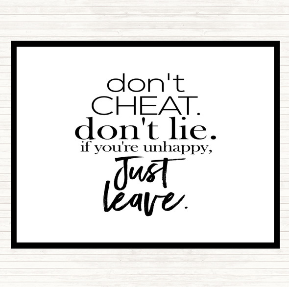 White Black Don't Cheat Quote Mouse Mat Pad