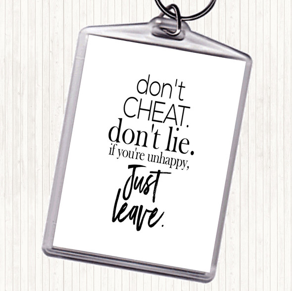 White Black Don't Cheat Quote Bag Tag Keychain Keyring