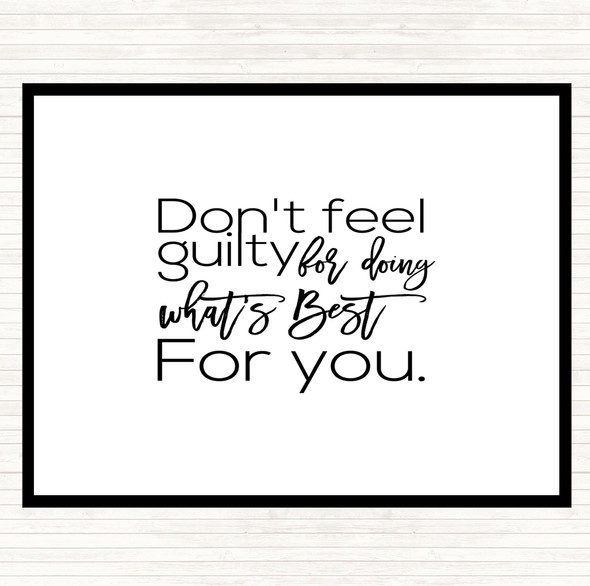 White Black Don't Feel Guilty Quote Mouse Mat Pad