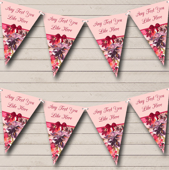 Deep Pink Floral Vintage Shabby Chic Personalised Birthday Party Bunting