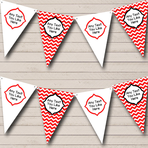 Chevron Stripes Red And White Personalised Birthday Party Bunting
