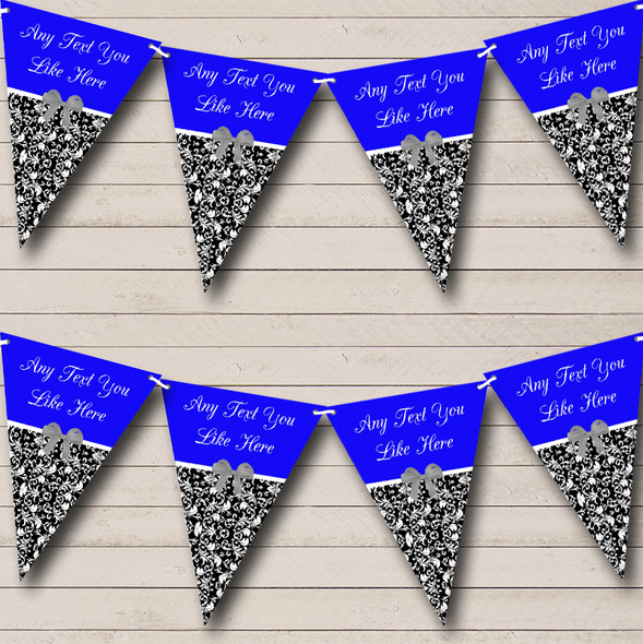 Blue Damask Shabby Chic Vintage Personalised Birthday Party Bunting