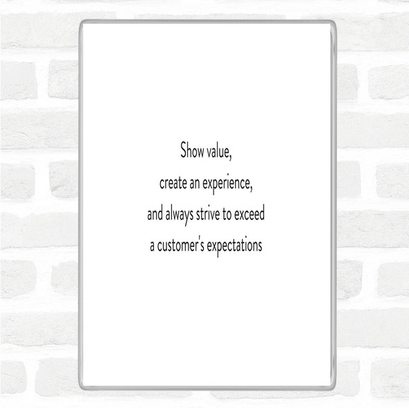 White Black Exceed Customers Expectations Quote Jumbo Fridge Magnet