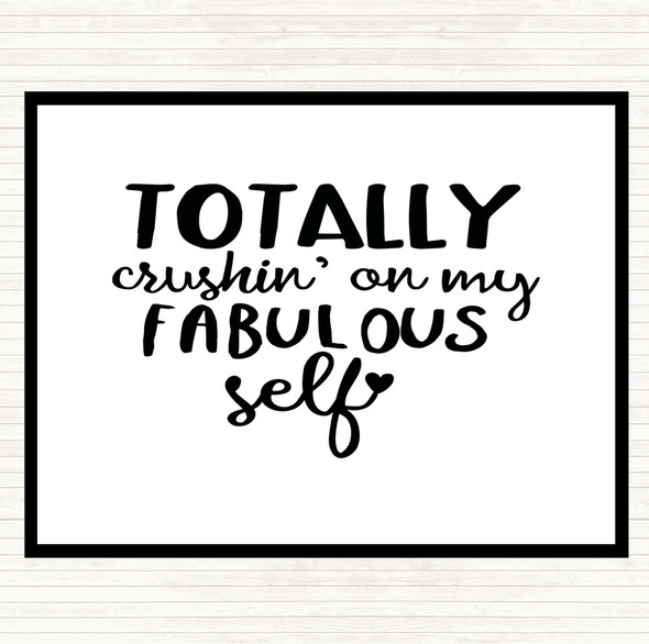 White Black Fabulous Self Quote Mouse Mat Pad