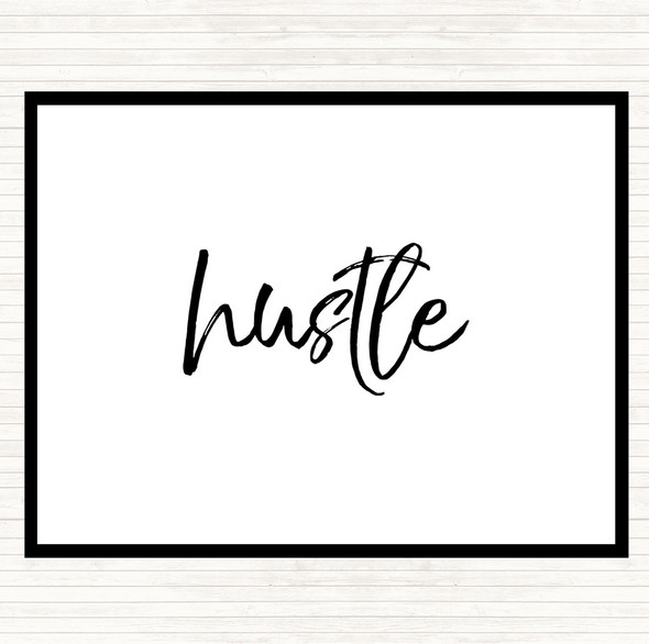 White Black Fancy Hustle Quote Mouse Mat Pad