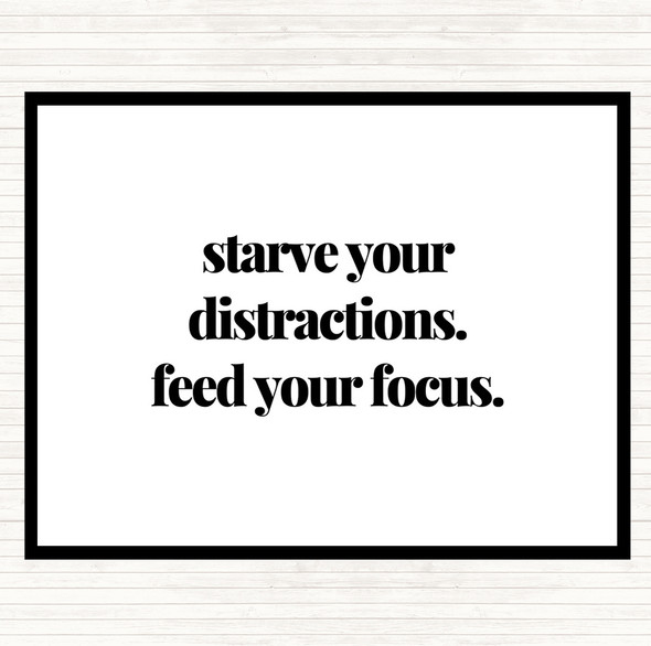 White Black Feed Your Focus Quote Mouse Mat Pad