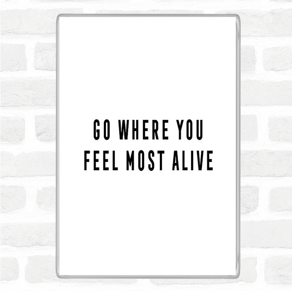 White Black Feel Most Alive Quote Jumbo Fridge Magnet