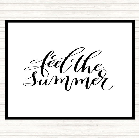 White Black Feel The Summer Quote Mouse Mat Pad