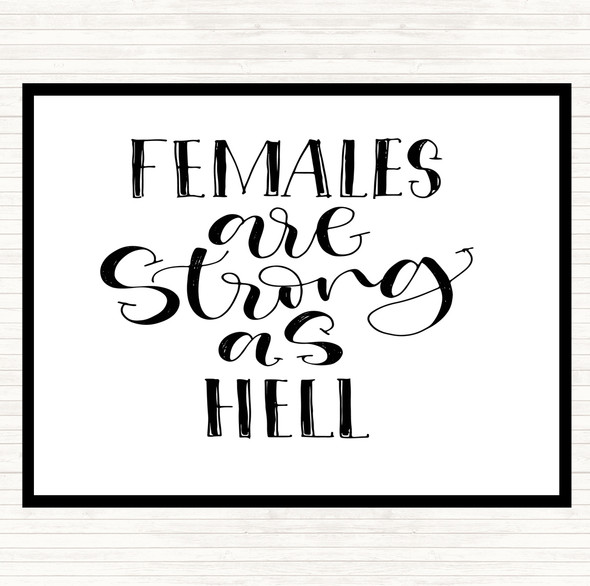 White Black Female Strong As Hell Quote Mouse Mat Pad