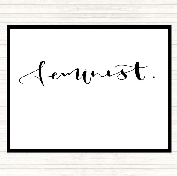 White Black Feminist Swirly Quote Mouse Mat Pad