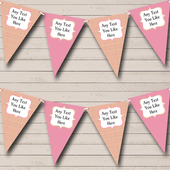 Yellow And Pink Tartan Check Personalised Carnival Fete Street Party Bunting