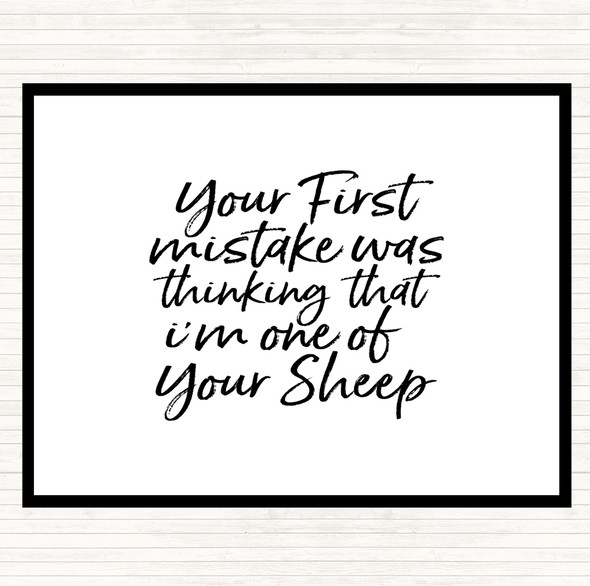 White Black First Mistake Quote Mouse Mat Pad