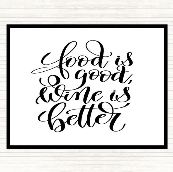 White Black Food Good Wine Better Quote Mouse Mat Pad