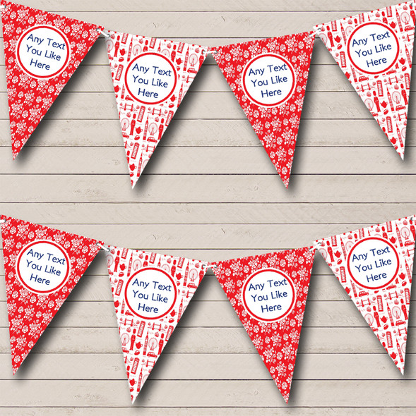 Red And White London Personalised Carnival Fete Street Party Bunting