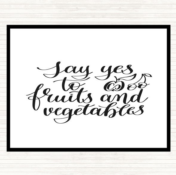 White Black Fruits And Vegetables Quote Mouse Mat Pad
