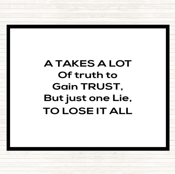 White Black Gain Trust Quote Dinner Table Placemat