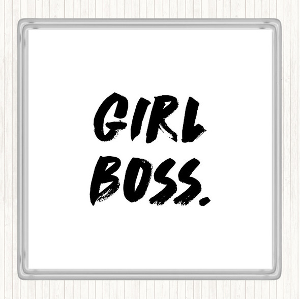 White Black Girl Boss Bold Quote Drinks Mat Coaster