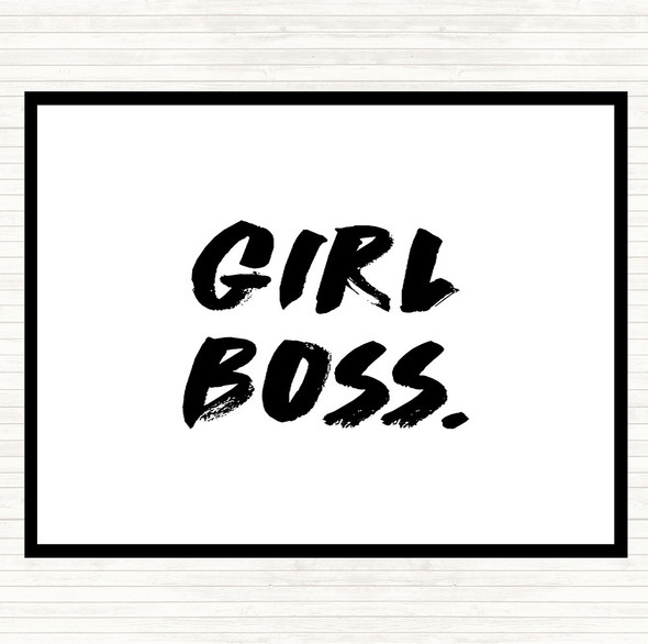 White Black Girl Boss Bold Quote Dinner Table Placemat