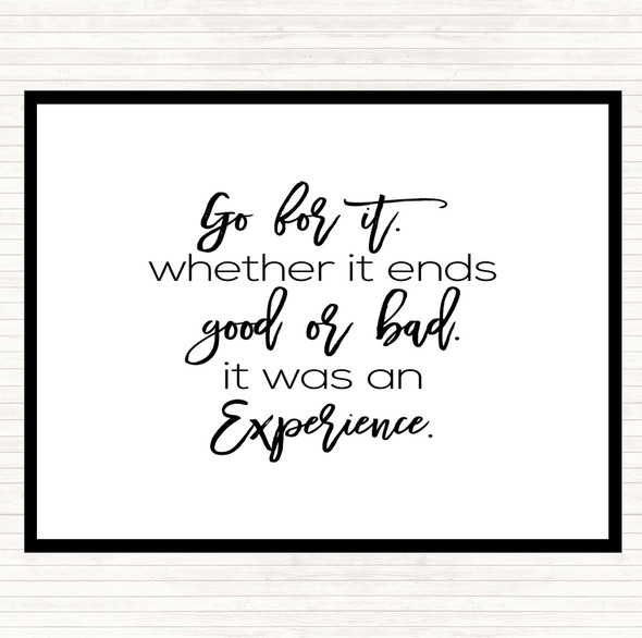White Black Go For It Quote Dinner Table Placemat