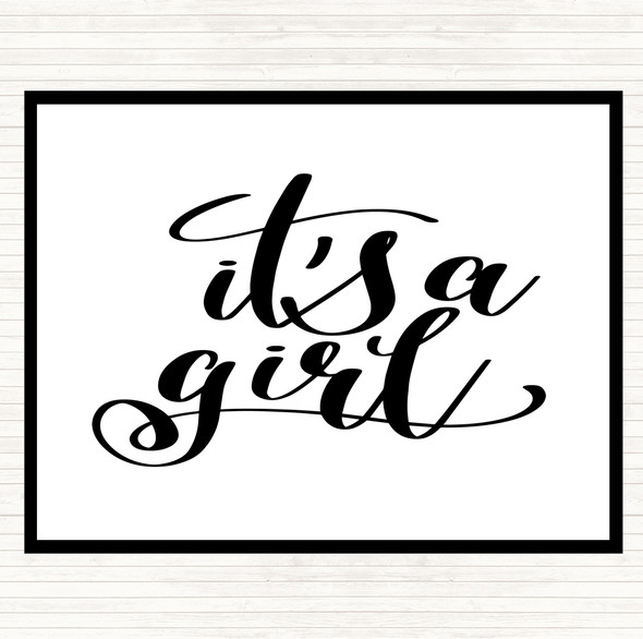 White Black A Girl Quote Dinner Table Placemat