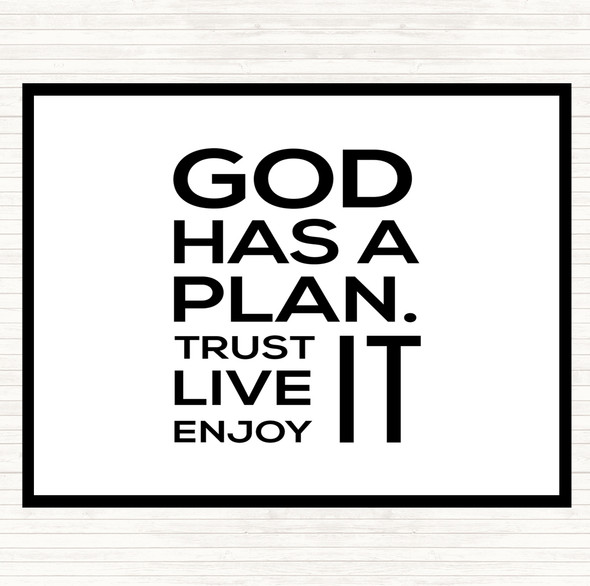 White Black God Has A Plan Quote Mouse Mat Pad
