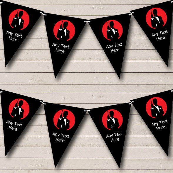 James Bond Red Black Personalised Carnival Fete Street Party Bunting