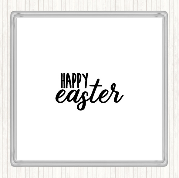 White Black Happy Easter Quote Drinks Mat Coaster