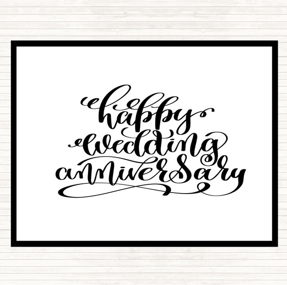 White Black Happy Wedding Anniversary Quote Mouse Mat Pad