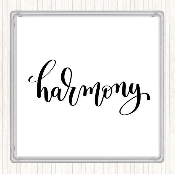 White Black Harmony Quote Drinks Mat Coaster