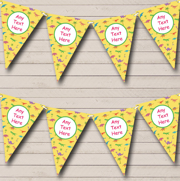 Yellow Dinosaur Personalised Children's Birthday Party Bunting