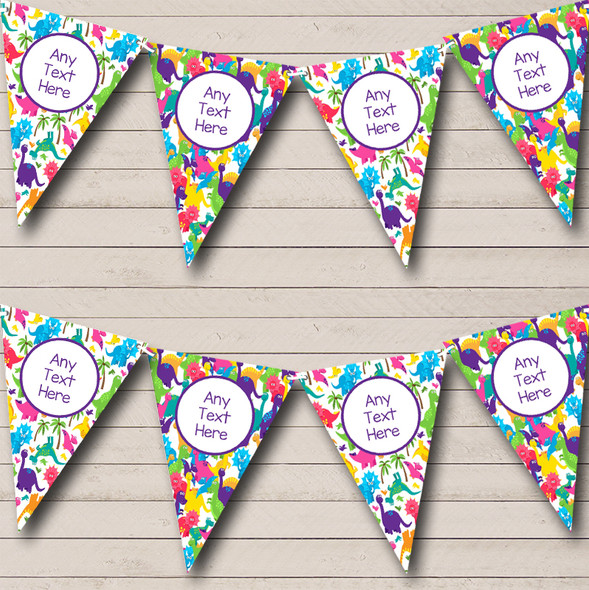 Dinosaur Colourful Personalised Children's Birthday Party Bunting