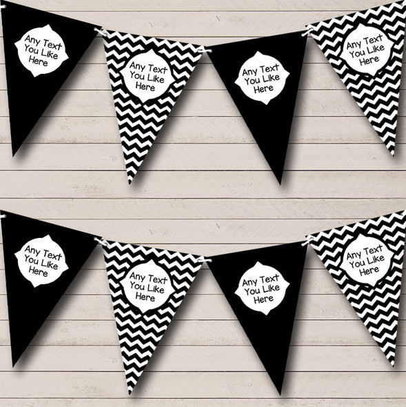 Chevron Stripes Black & White Personalised Children's Birthday Party Bunting