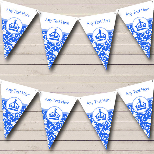 Blue Princess Crown Personalised Children's Birthday Party Bunting