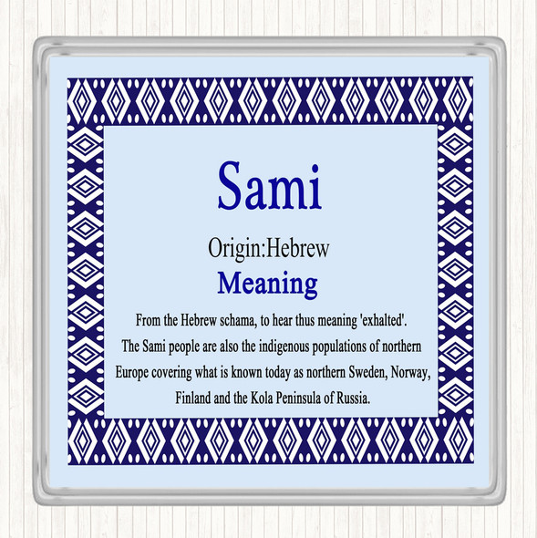 Sami Name Meaning Drinks Mat Coaster Blue