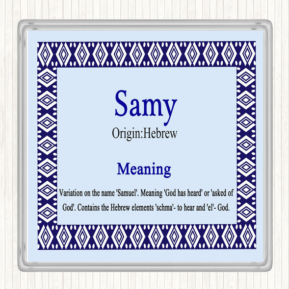 Samy Name Meaning Drinks Mat Coaster Blue