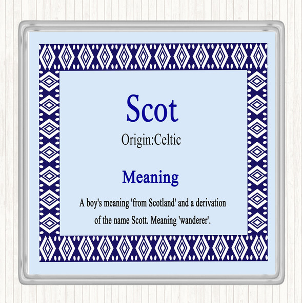 Scot Name Meaning Drinks Mat Coaster Blue