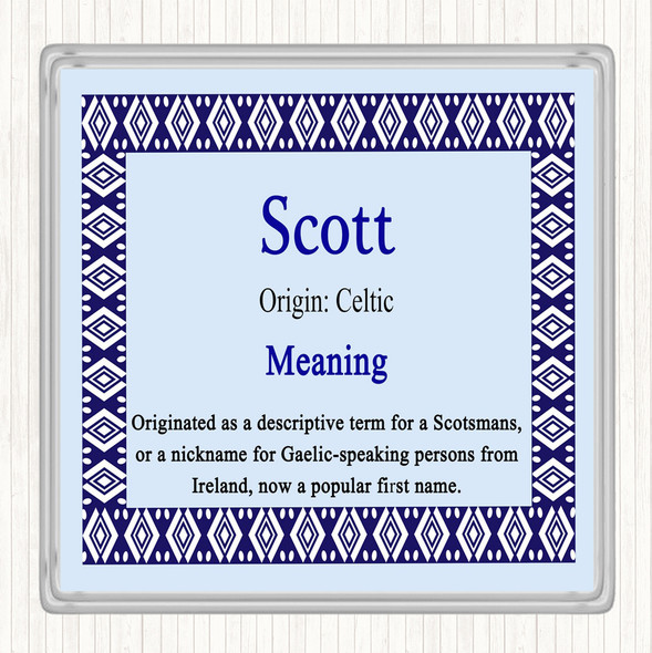 Scott Name Meaning Drinks Mat Coaster Blue